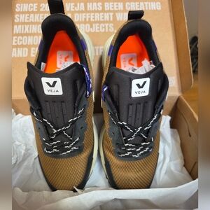 Veja Brown and Black Sneakers with Orange Insole
